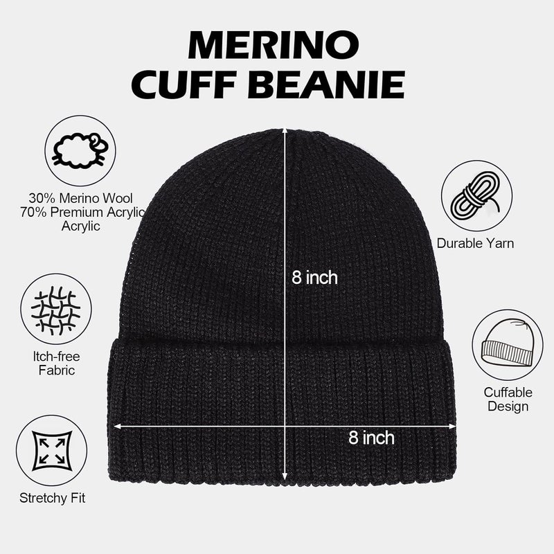 ACTLATI Kids Merino Wool Beanie Hat for Boys Girls Winter Classic Knit Beanies Unisex Cuffed Skull Ski Snow Caps Age 7-14 - Image 3